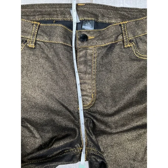Bisou Bisou Gold metallic stretch skinny pants Sz 14 - Picture 5 of 8